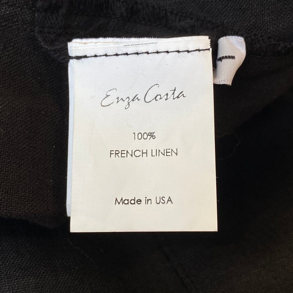 Enza Costa French Linen Pintuck Wide Leg Pant Black - Picture 5 of 8